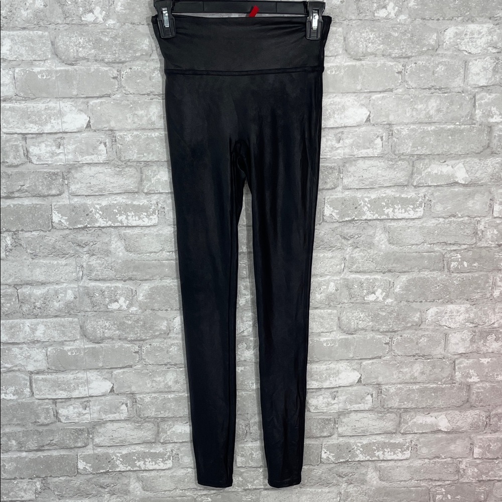 SPANX Black Coated Leggings - Picture 2 of 7